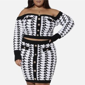 BRAND NEW GOOD TIME 2PCS SKIRT SET (Houndstooth)